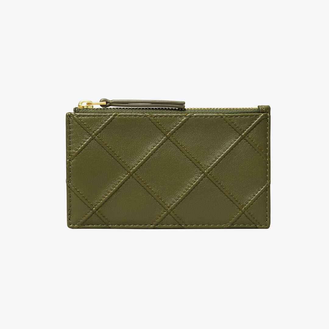 Tory Burch Fleming Zip Card Case Dark Olive