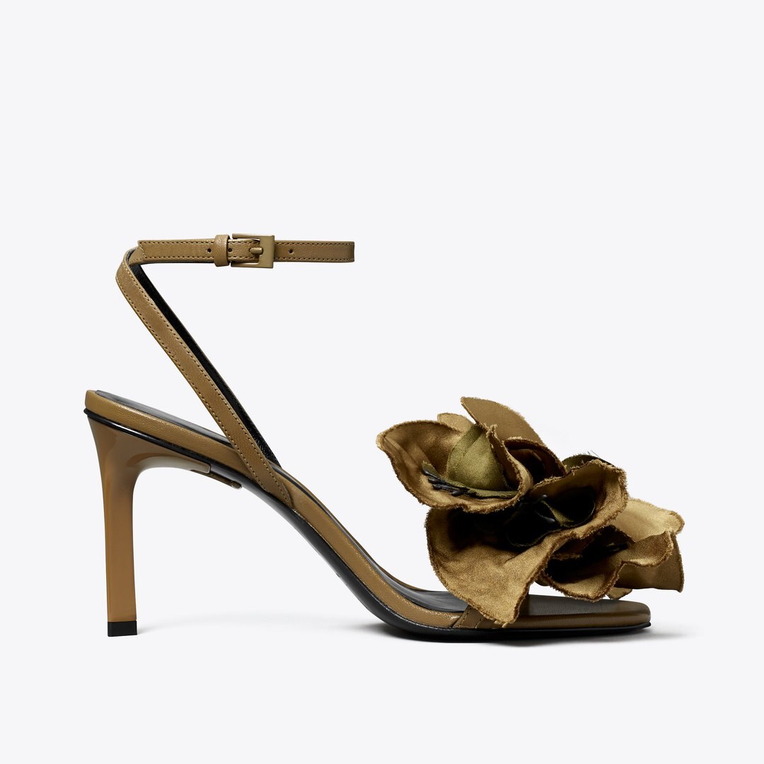 Tory Burch Flower Heeled Sandal RAMURE GREEN