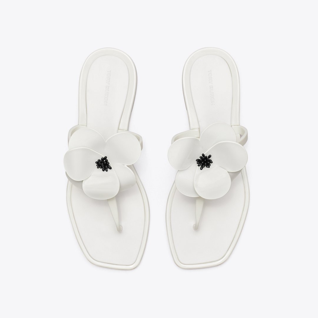 Tory Burch Flower Jelly Sandal OFF WHITE
