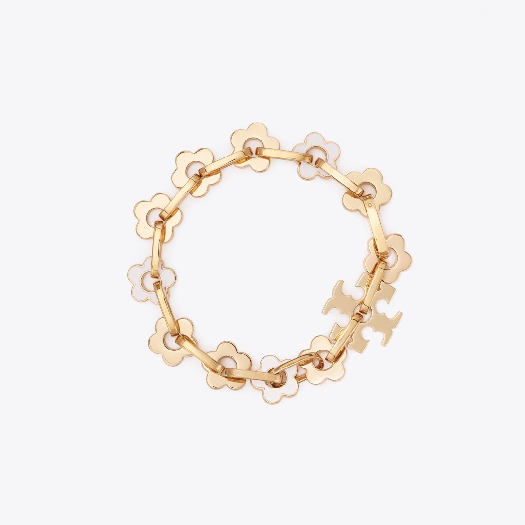 Tory Burch Forget Me Not Interlocking Bracelet Tory Gold / New Ivory