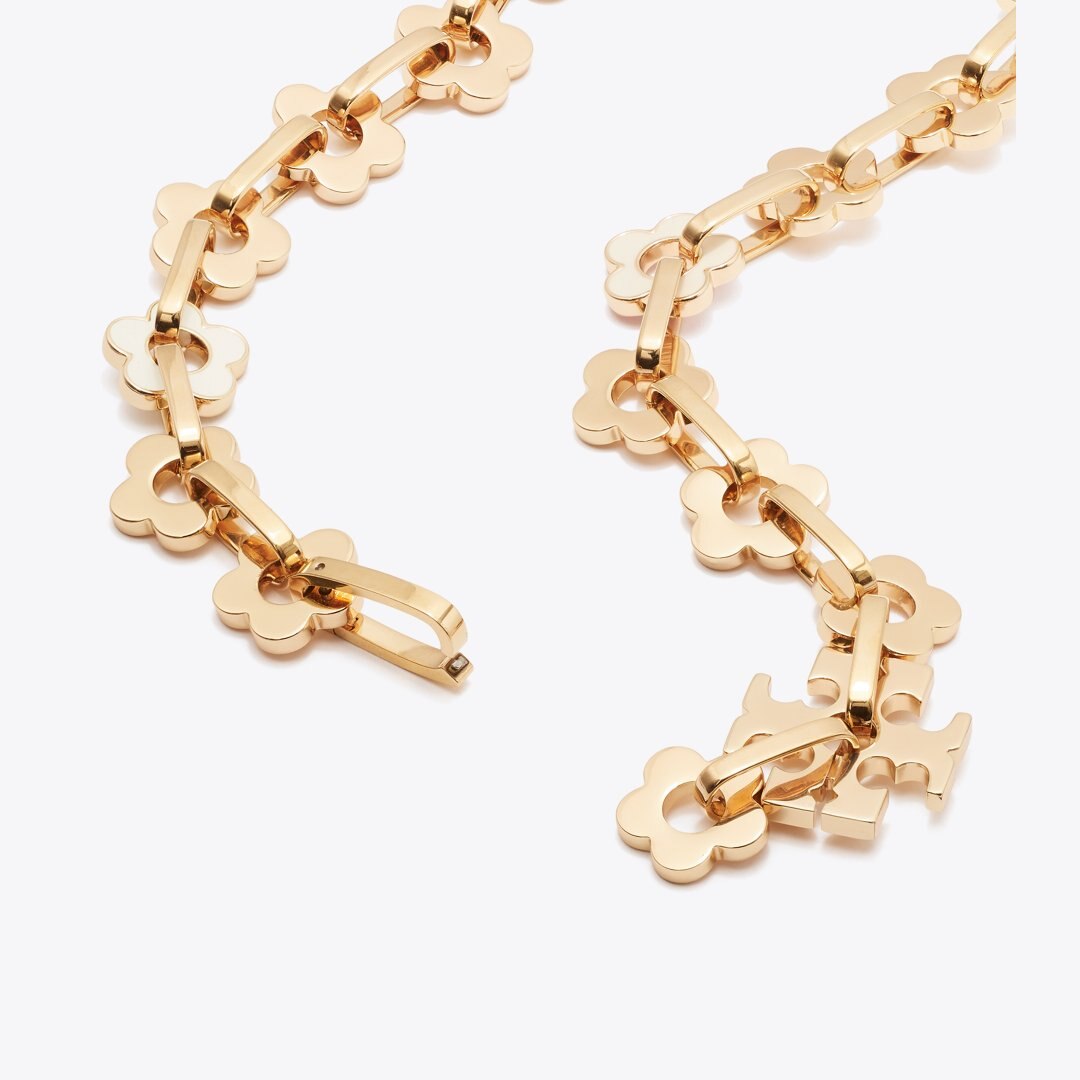 Tory Burch Forget Me Not Interlocking Necklace Tory Gold / New Ivory