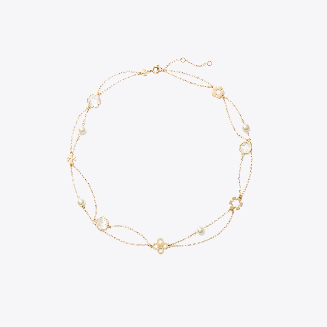 Tory Burch Forget Me Not Layered Necklace Tory Gold / Mother of Pearl