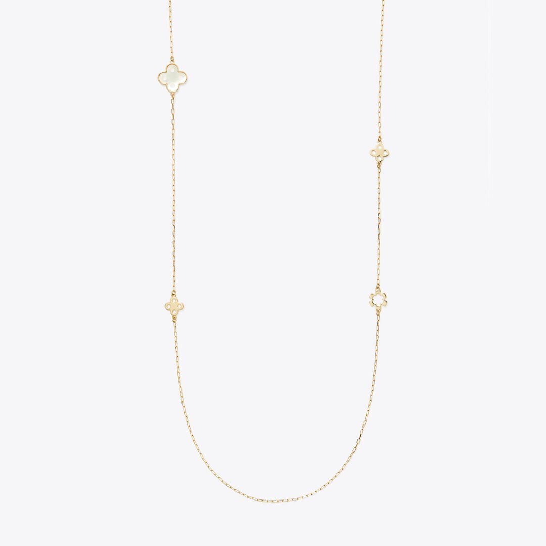 Tory Burch Forget Me Not Long Necklace Tory Gold / Mother of Pearl