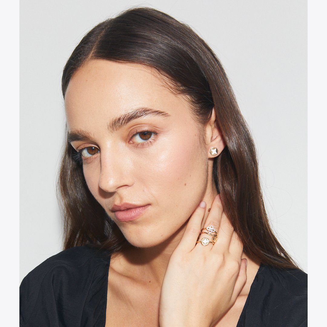 Tory Burch Forget Me Not Stud Earrings Tory Gold / Mother of Pearl