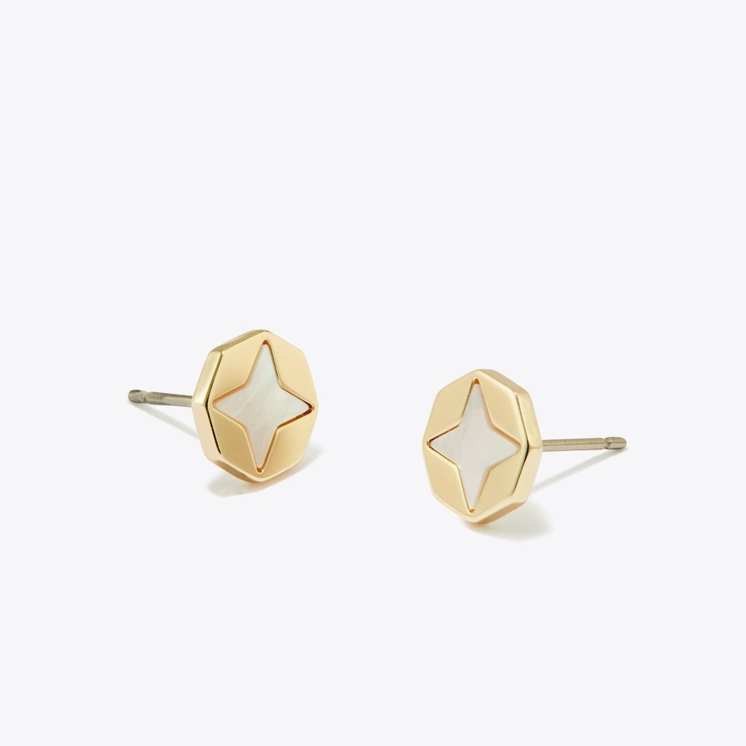 Tory Burch Forget Me Not Stud Earrings Tory Gold / Mother of Pearl