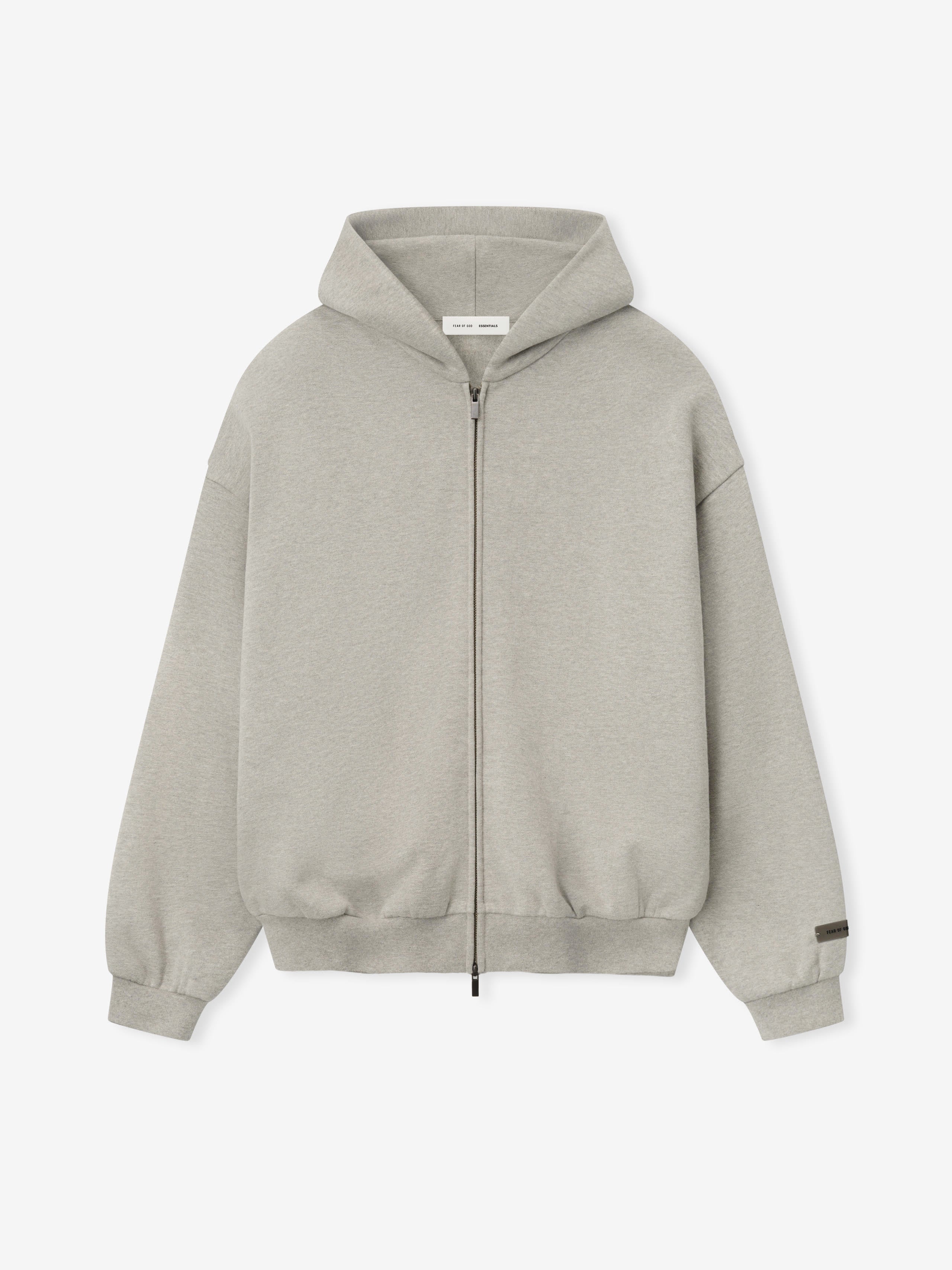 Essentials Embossed Classic Fleece Zip-Up Hoodie Warm Heather