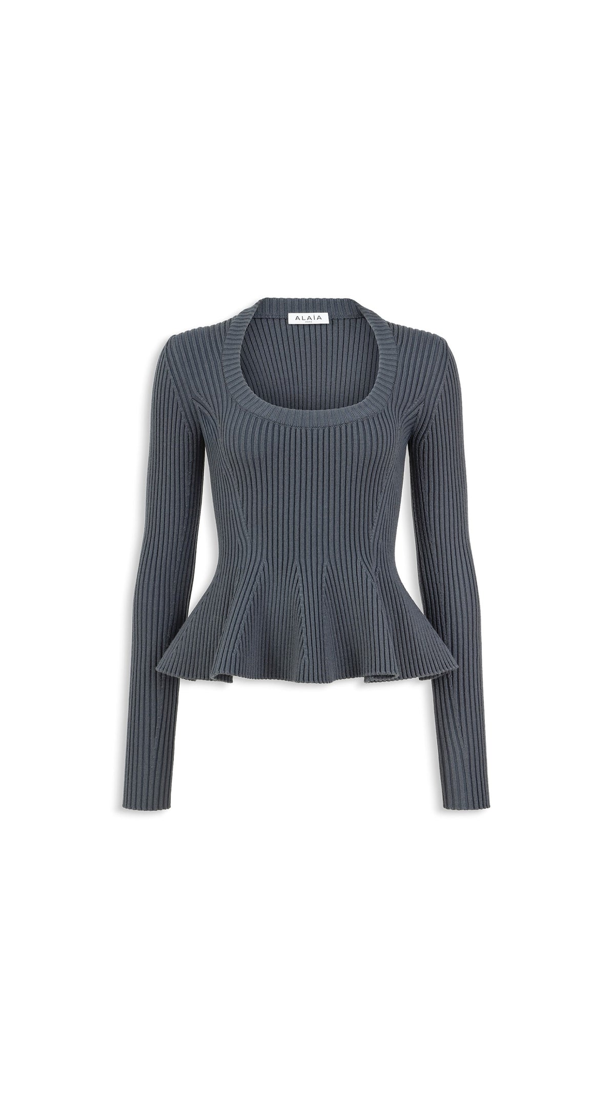 Alaïa Ribbed Peplum Top