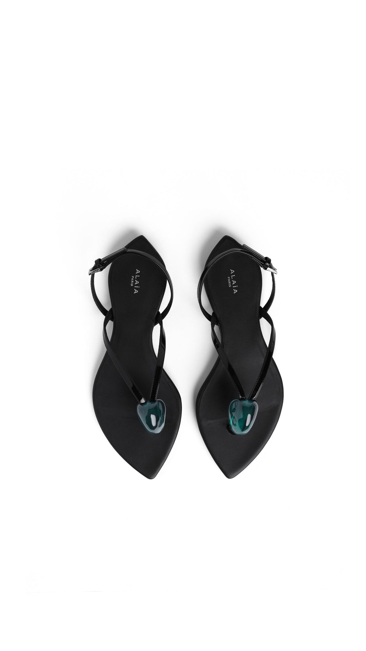 Alaïa Flat Jewel Sandals In Patent Leather