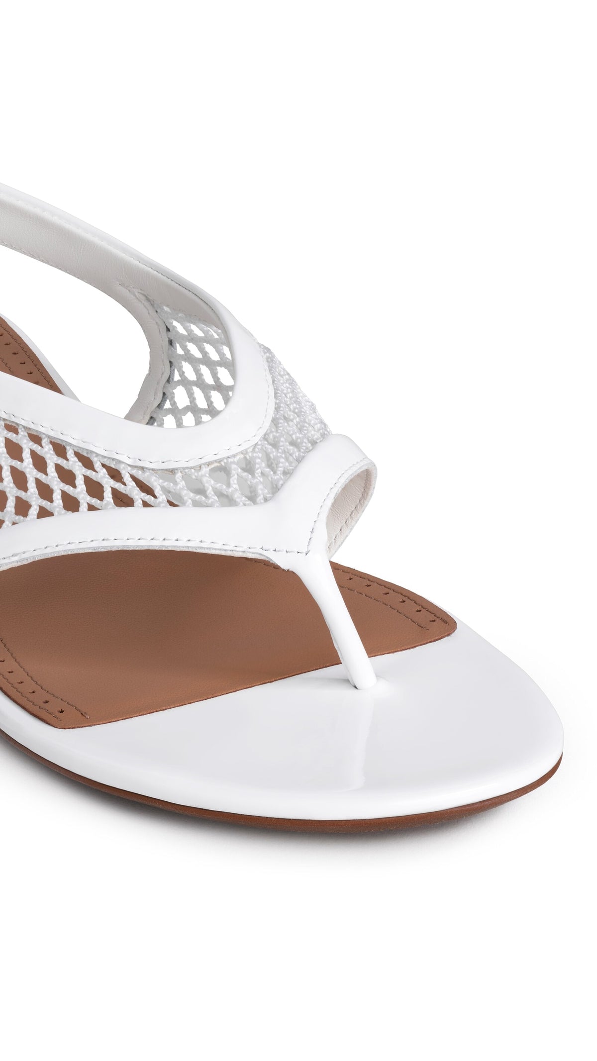Alaïa Fishnet Thong Sandals In Patent Calfskin