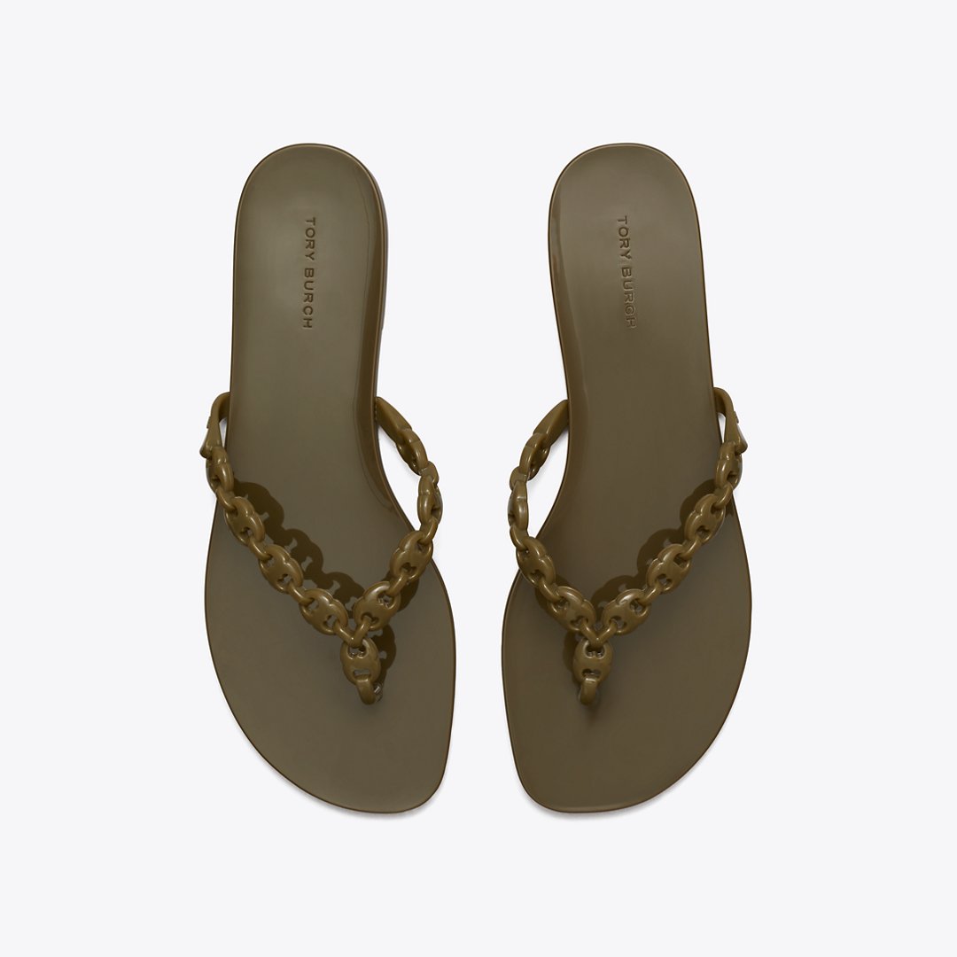 Tory Burch Gemini Link Jelly Flip-Flop MOSS ROCK