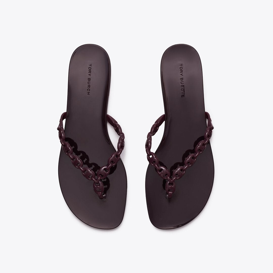 Tory Burch Gemini Link Jelly Flip-Flop DARK CARMINE