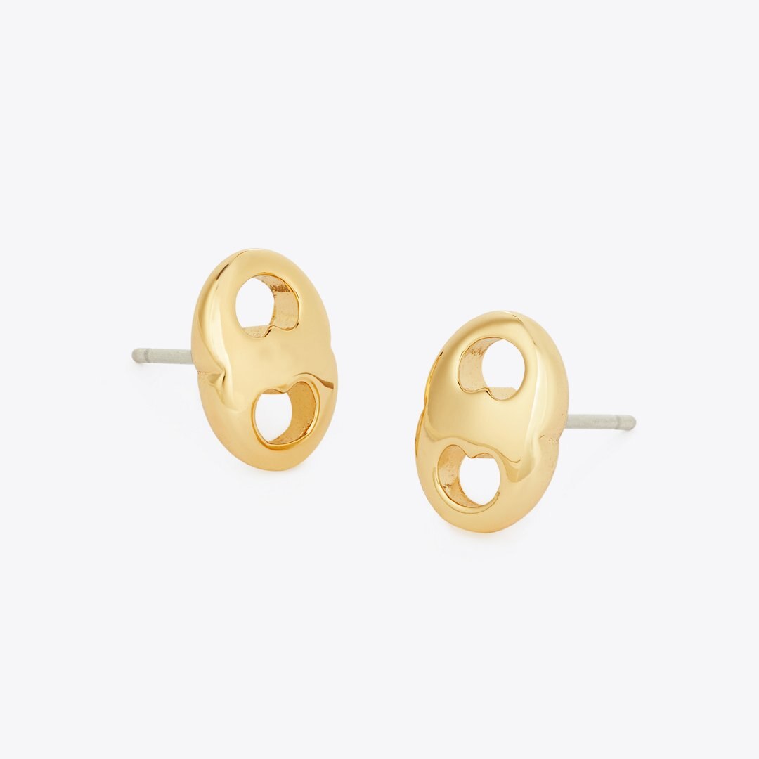 Tory Burch Gemini Stud Earrings Light Brass