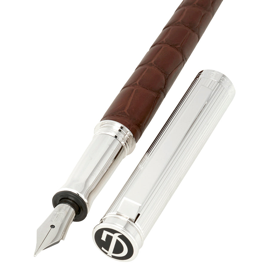 Georg Jensen Bespoke All Brown Alligator & Sterling Silver Fountain Pen