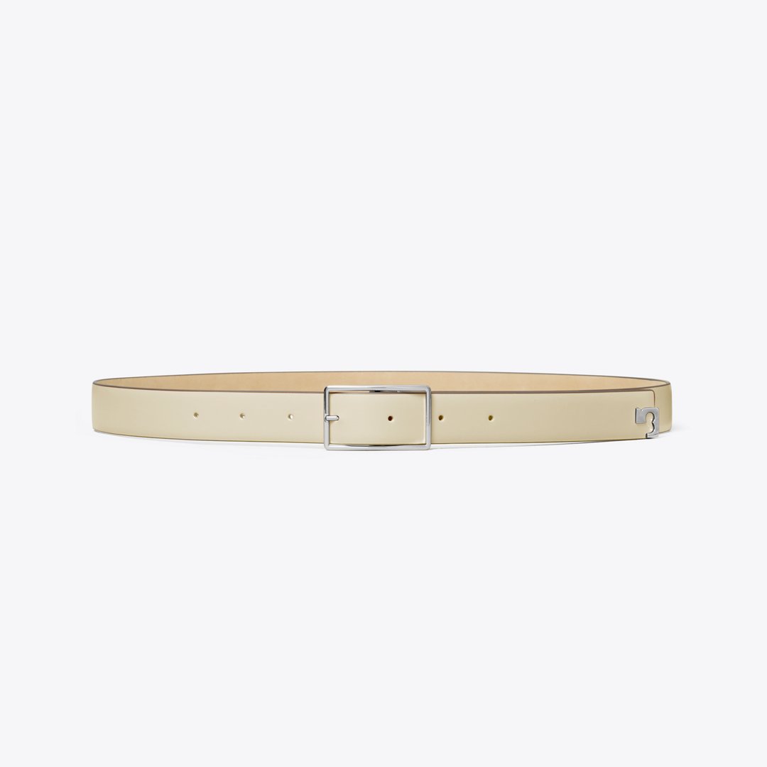 Tory Burch Gigi Belt Warm White / Silver