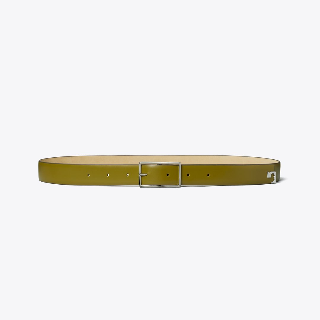 Tory Burch Gigi Belt Green Olive/Silver