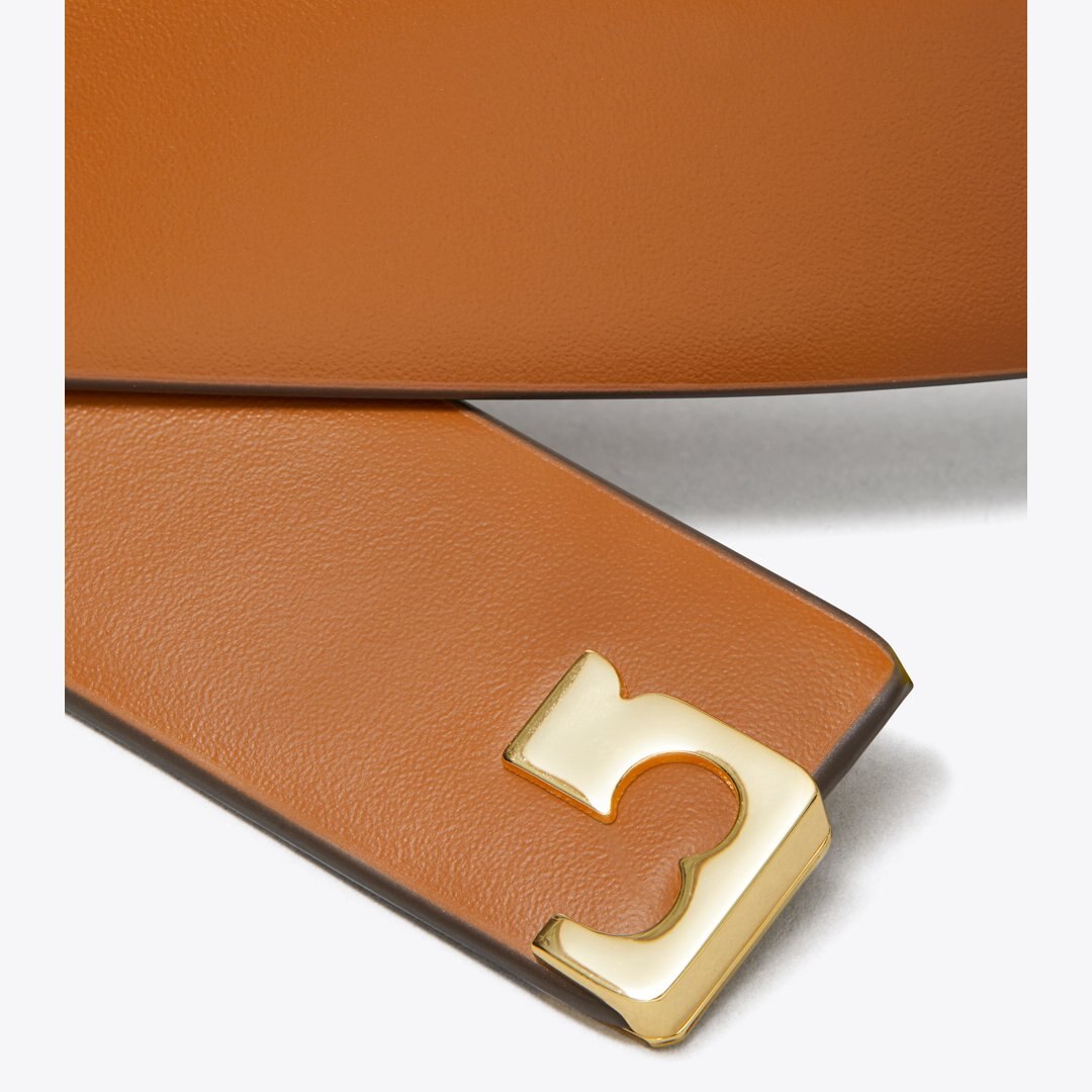 Tory Burch Gigi Belt Aged Tan / GOLD