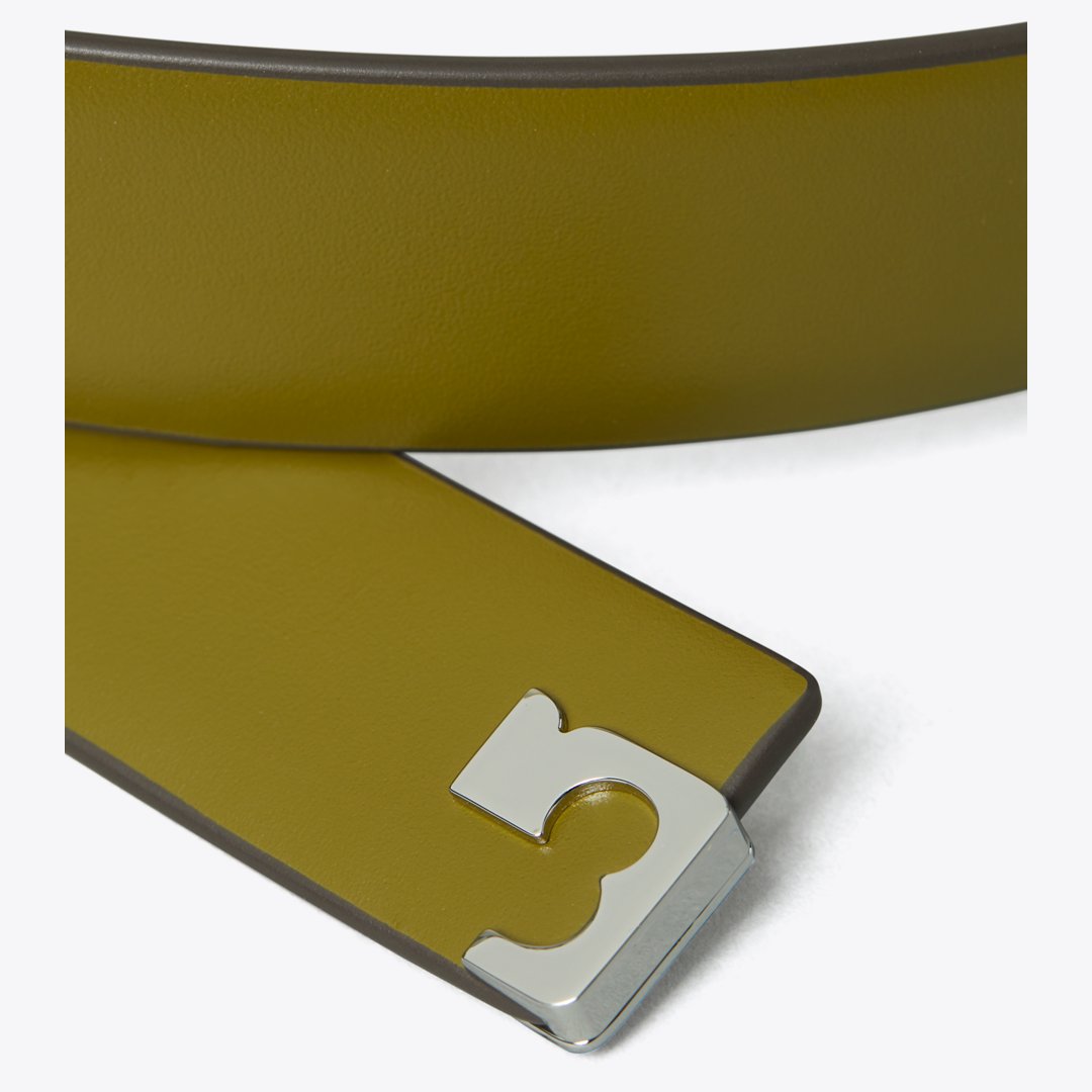 Tory Burch Gigi Belt Green Olive/Silver