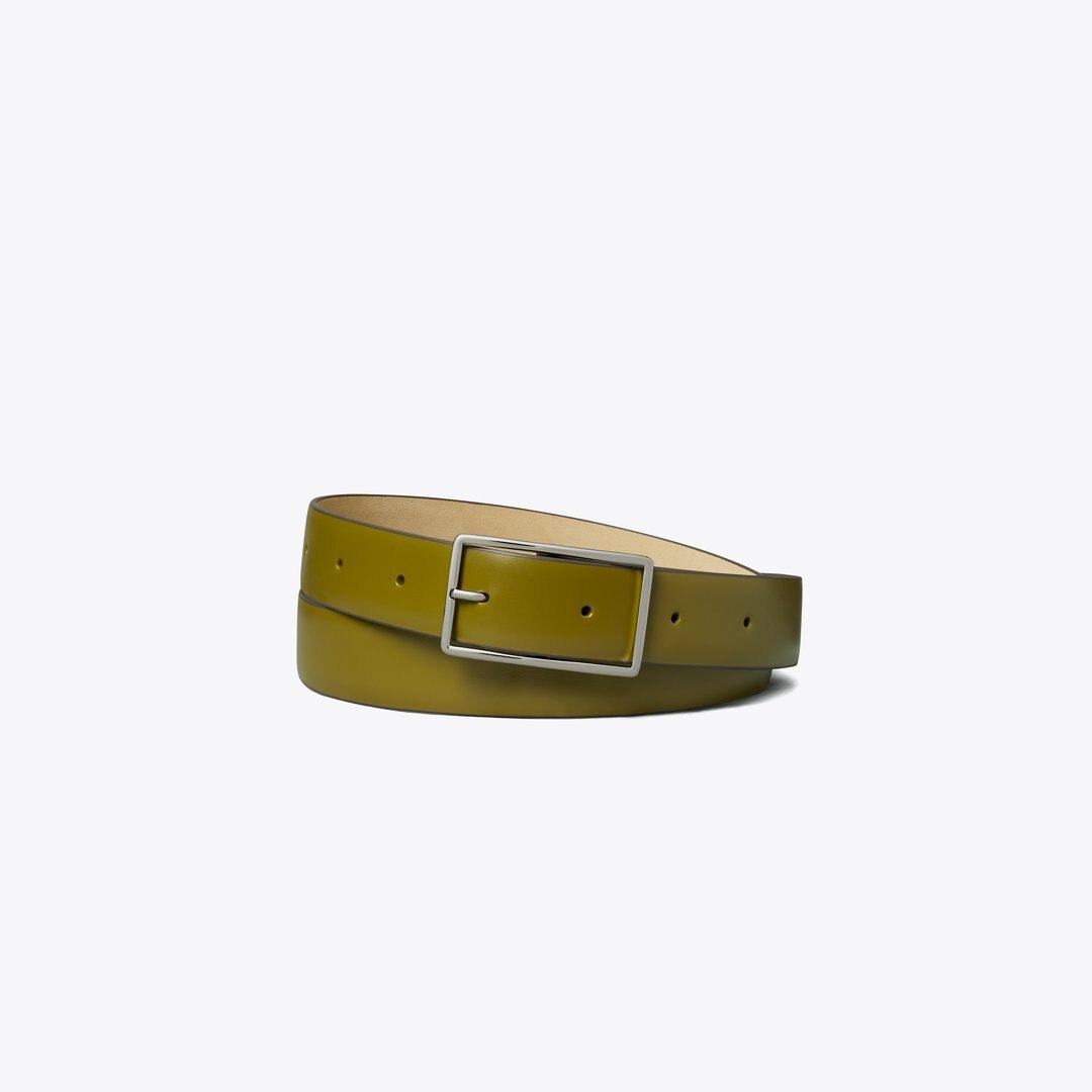 Tory Burch Gigi Belt Green Olive/Silver