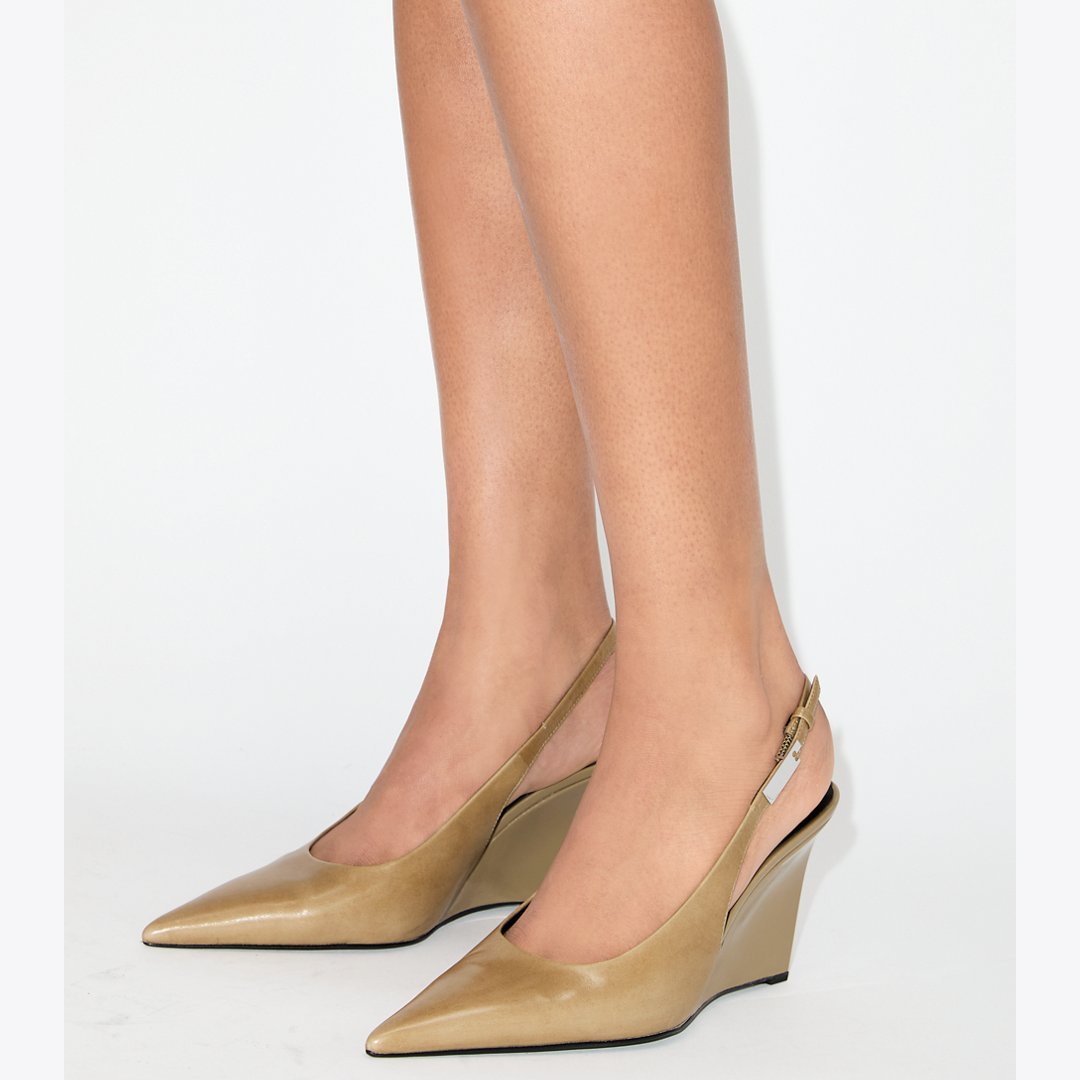Tory Burch Gigi Slingback Wedge BURNT HONEY