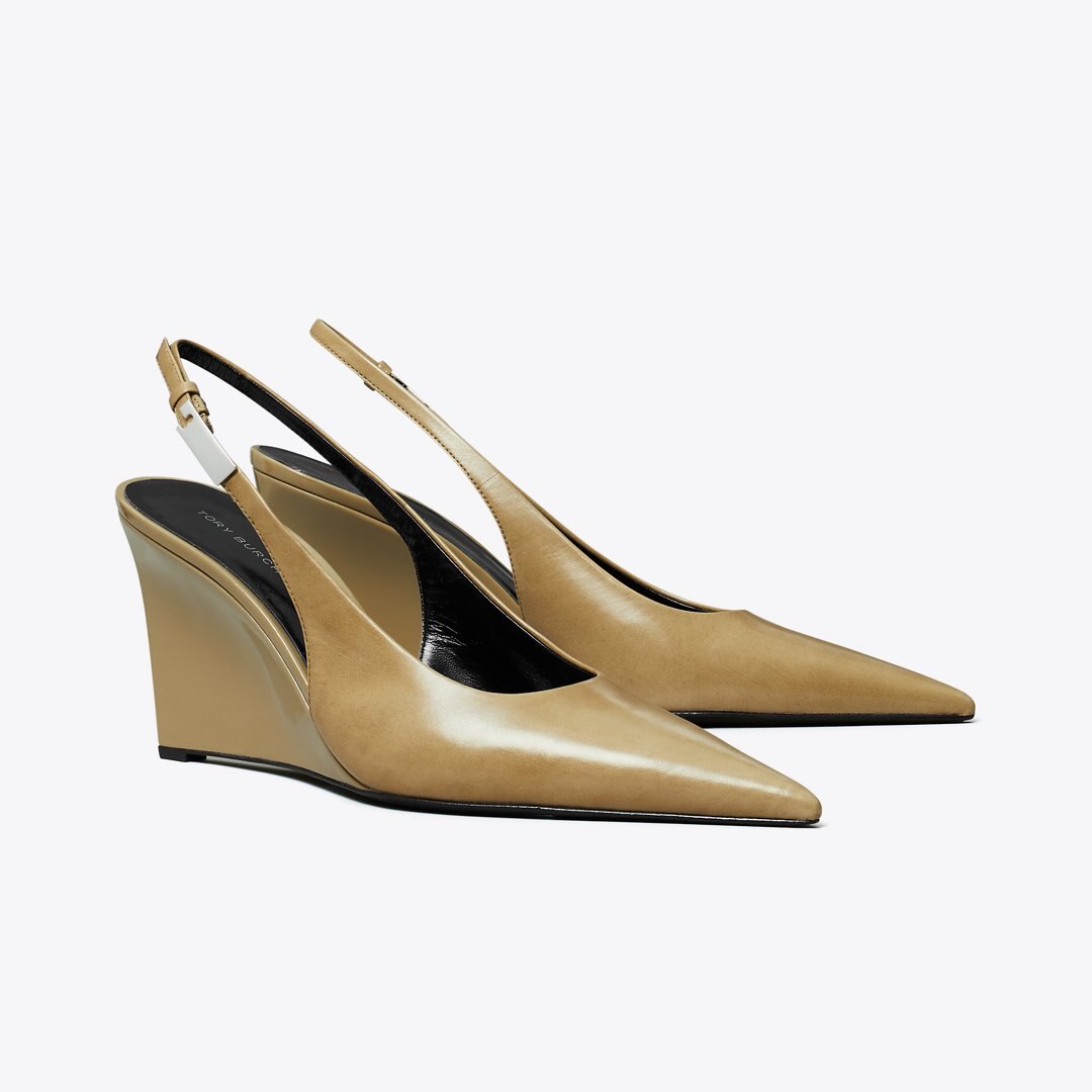 Tory Burch Gigi Slingback Wedge BURNT HONEY