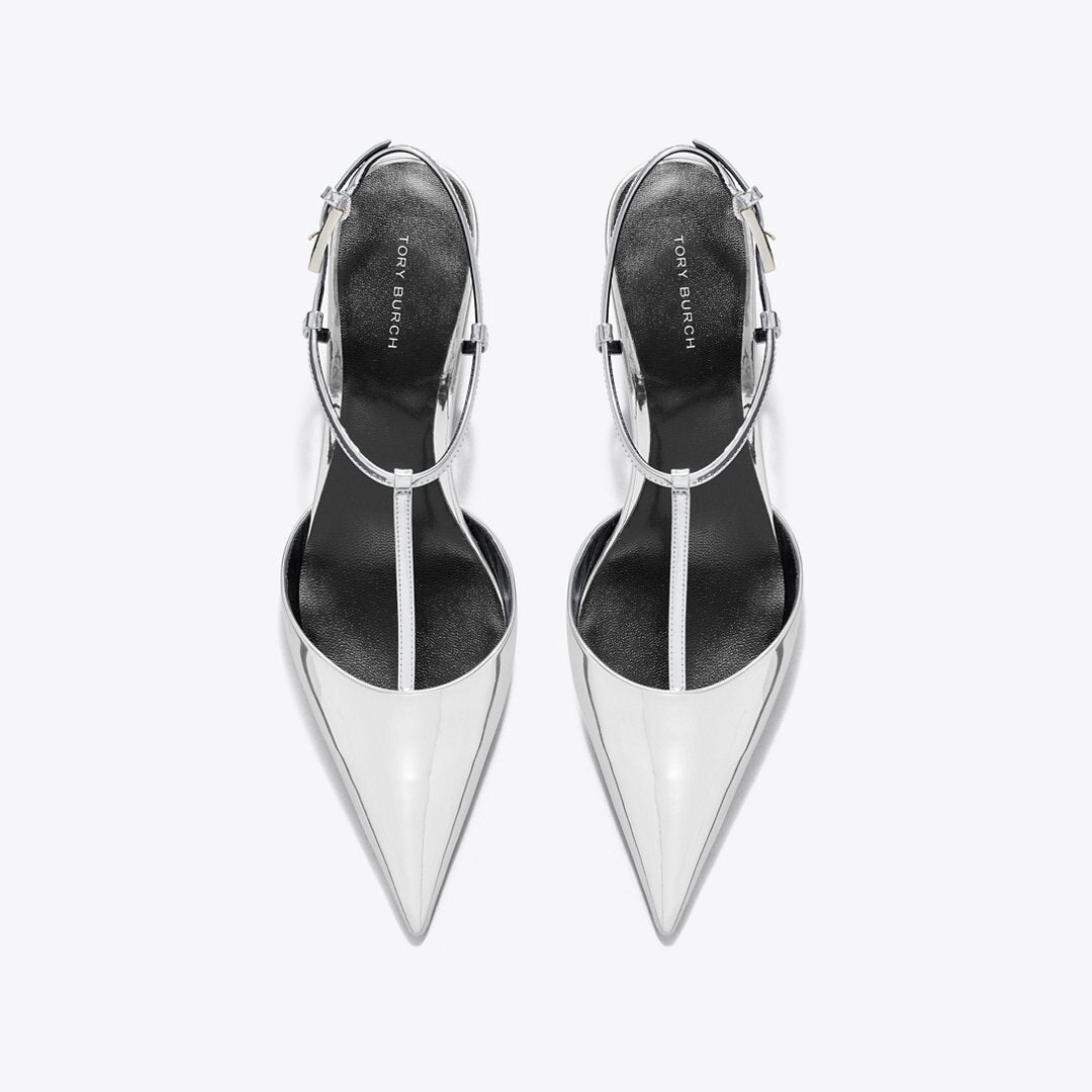 Tory Burch Gigi T-Strap Wedge PLATINUM