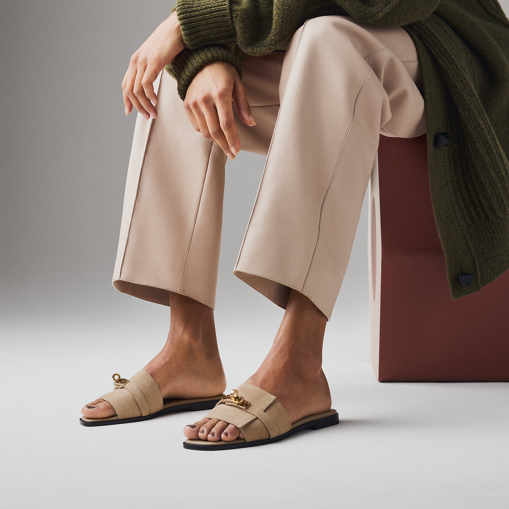 Hermes Giulia Sandal Beige Sable