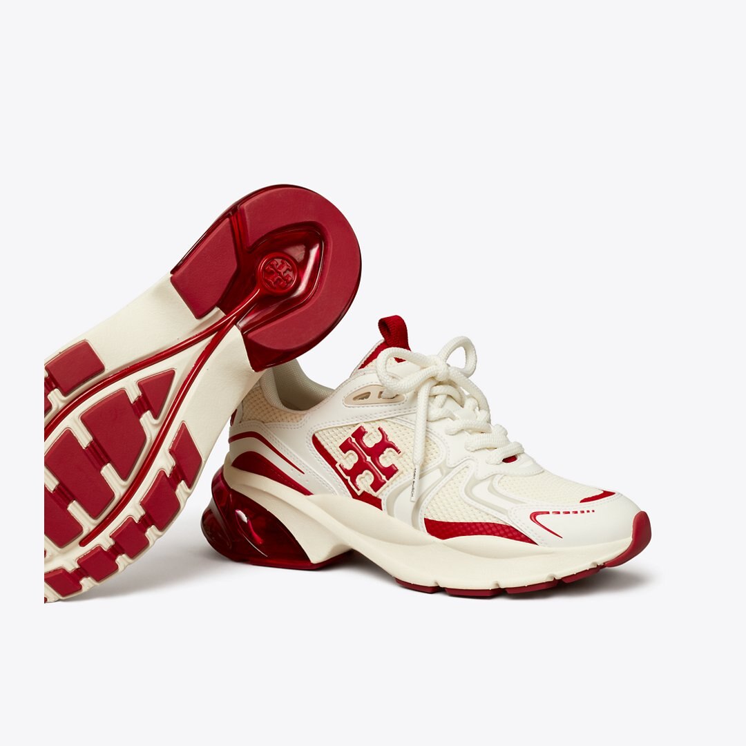 Tory Burch Good Luck Tech Trainer NEW IVORY / TORY RED