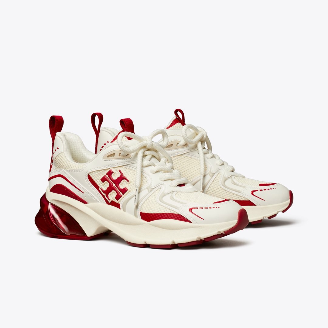 Tory Burch Good Luck Tech Trainer NEW IVORY / TORY RED