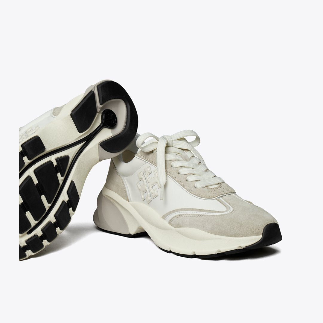 Tory Burch Good Luck Trainer WHITE / FOSSIL STONE