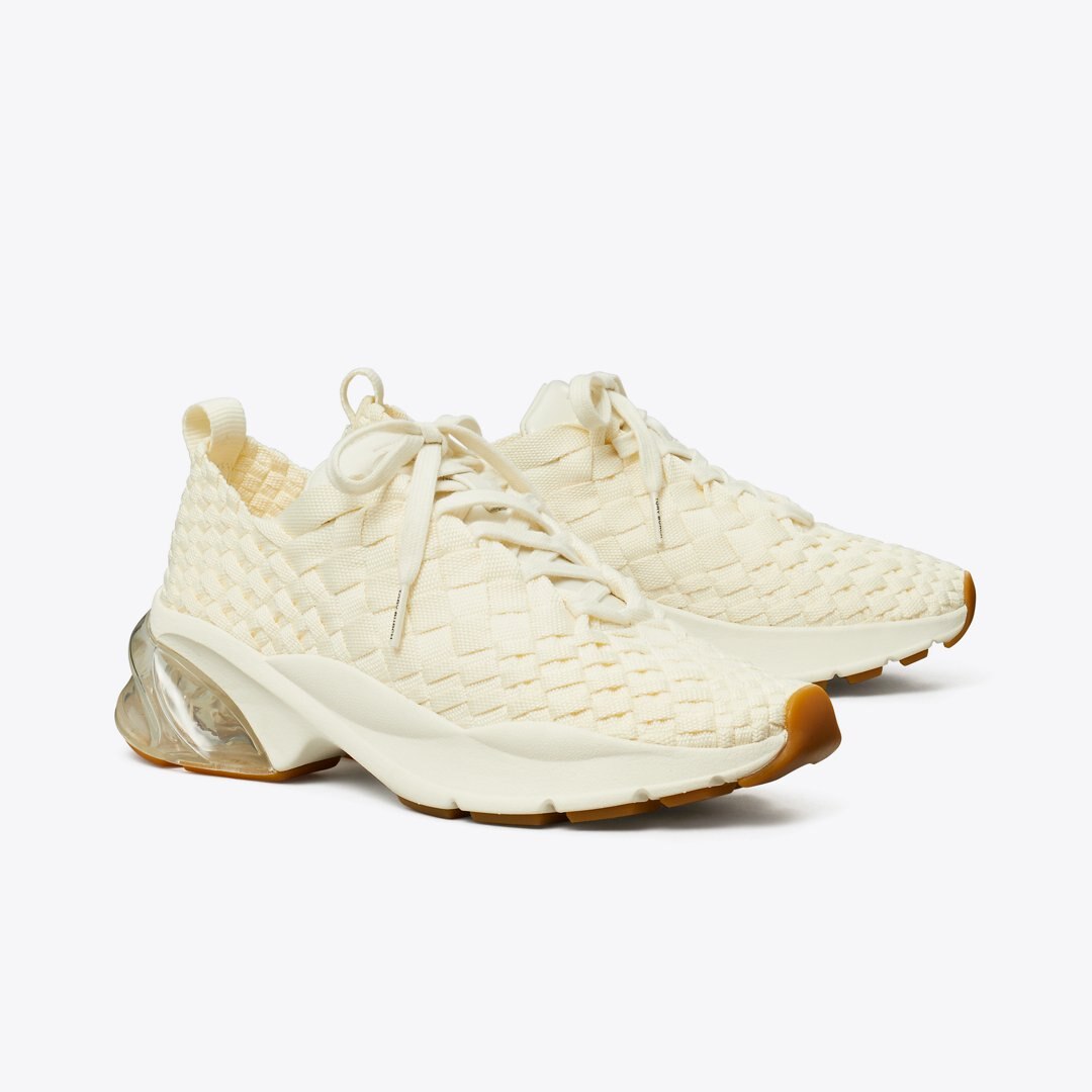 Tory Burch Good Luck Woven Trainer NEW IVORY