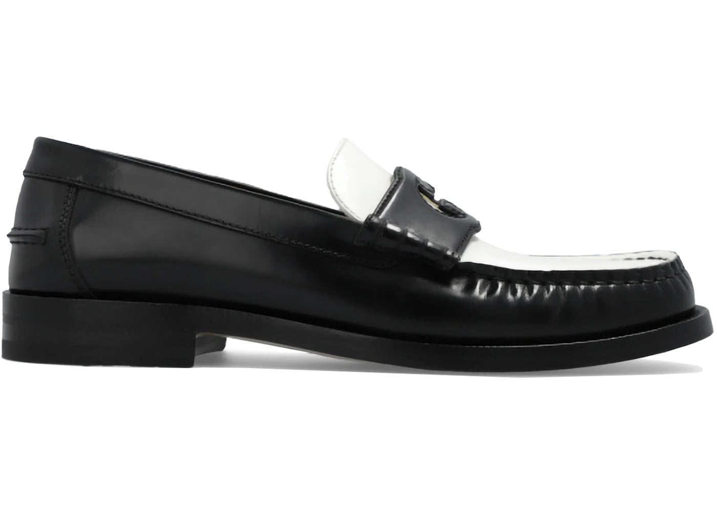 gucci interlocking g loafers black white (women's)