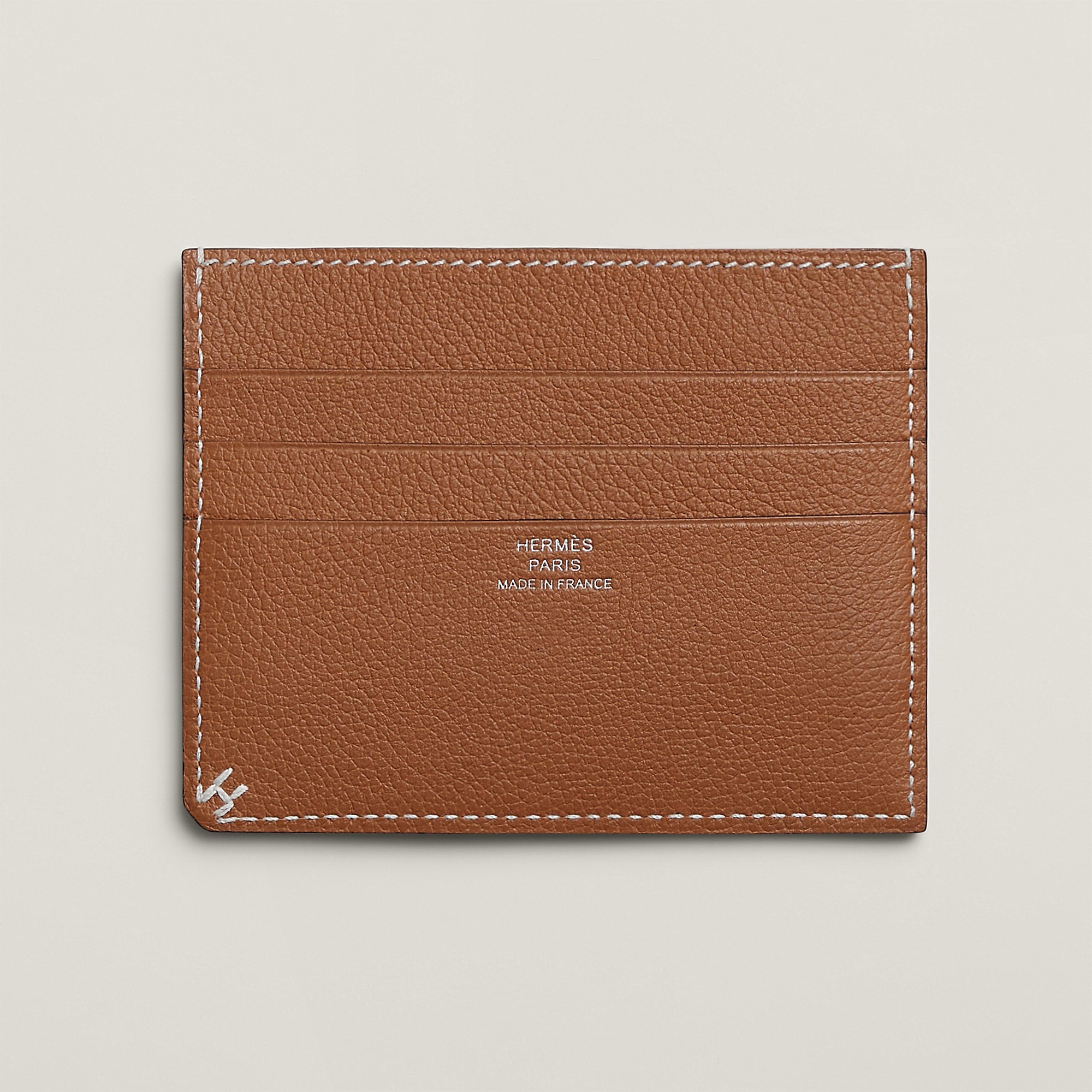 Hermes H Sellier Card Holder Caramel