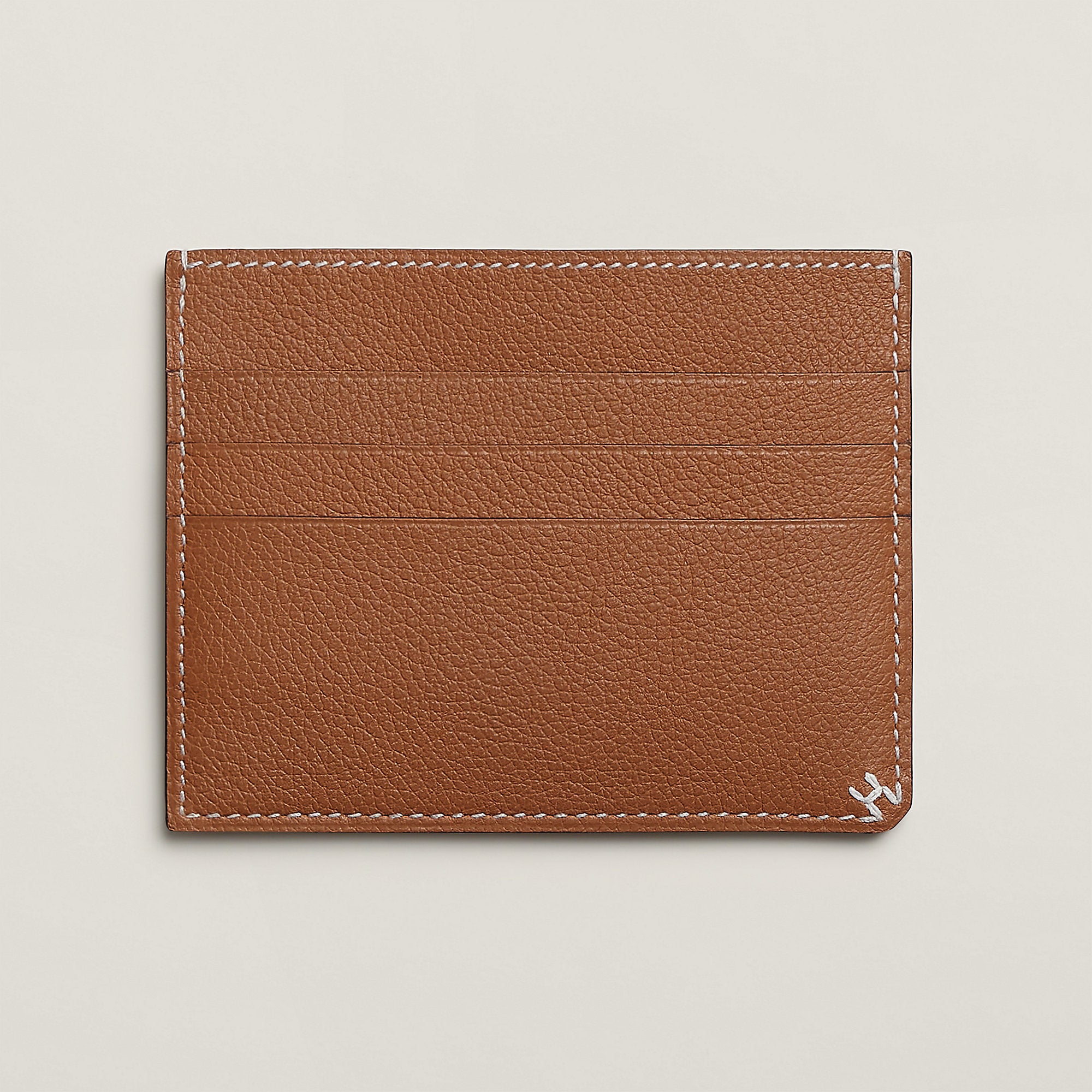 Hermes H Sellier Card Holder Caramel