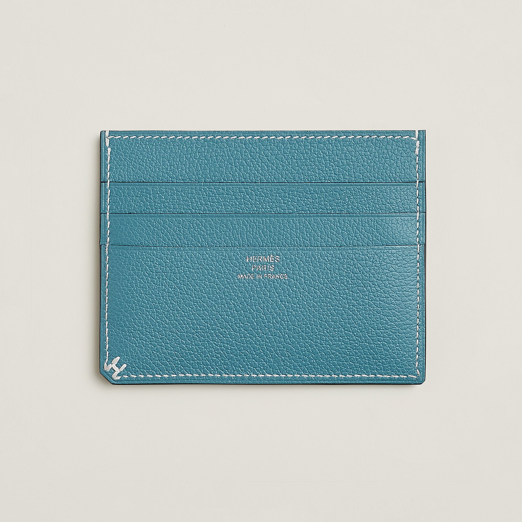 Hermes H Sellier Card Holder New Bleu Jean