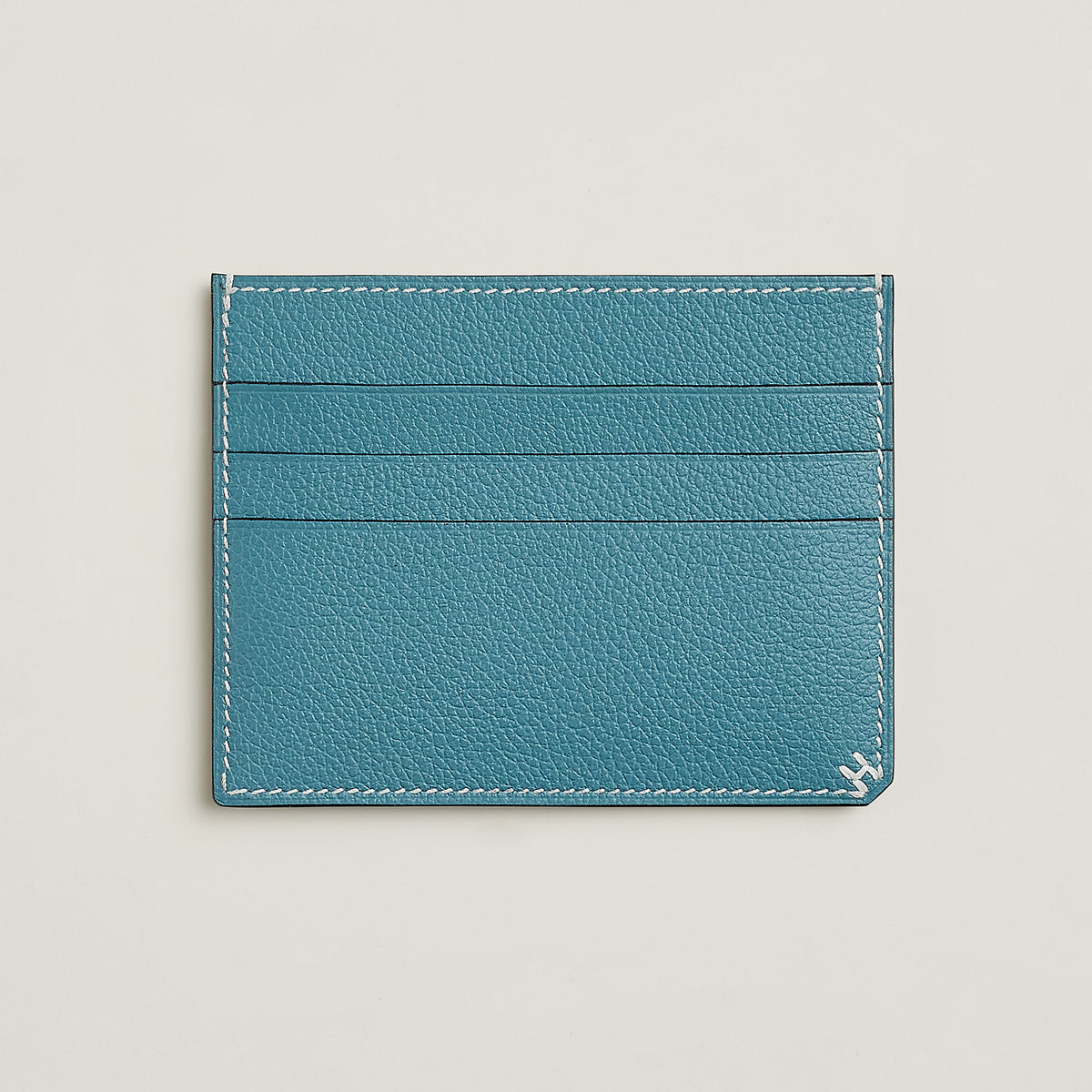 Hermes H Sellier Card Holder New Bleu Jean