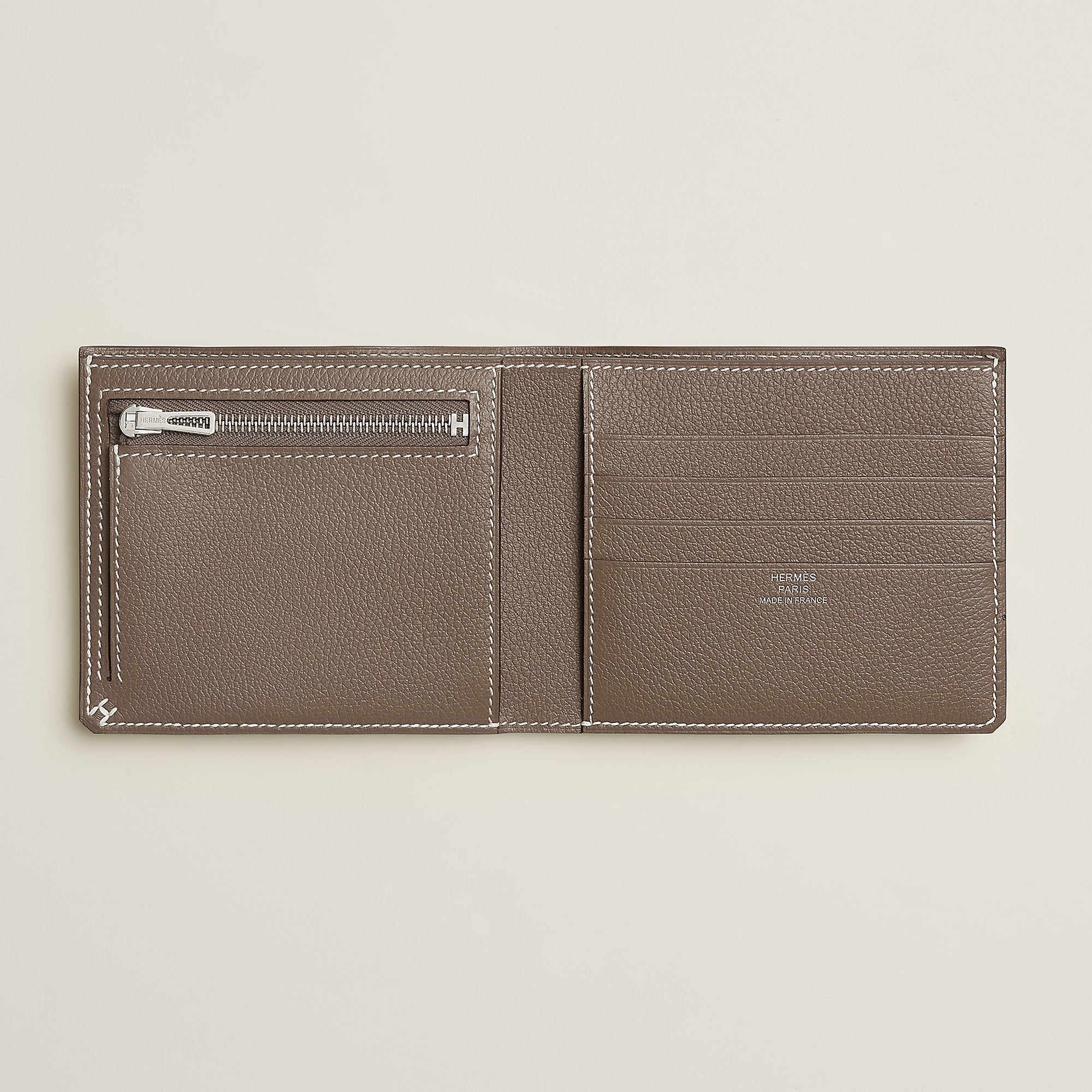 Hermes H Sellier Compact Wallet Toupe