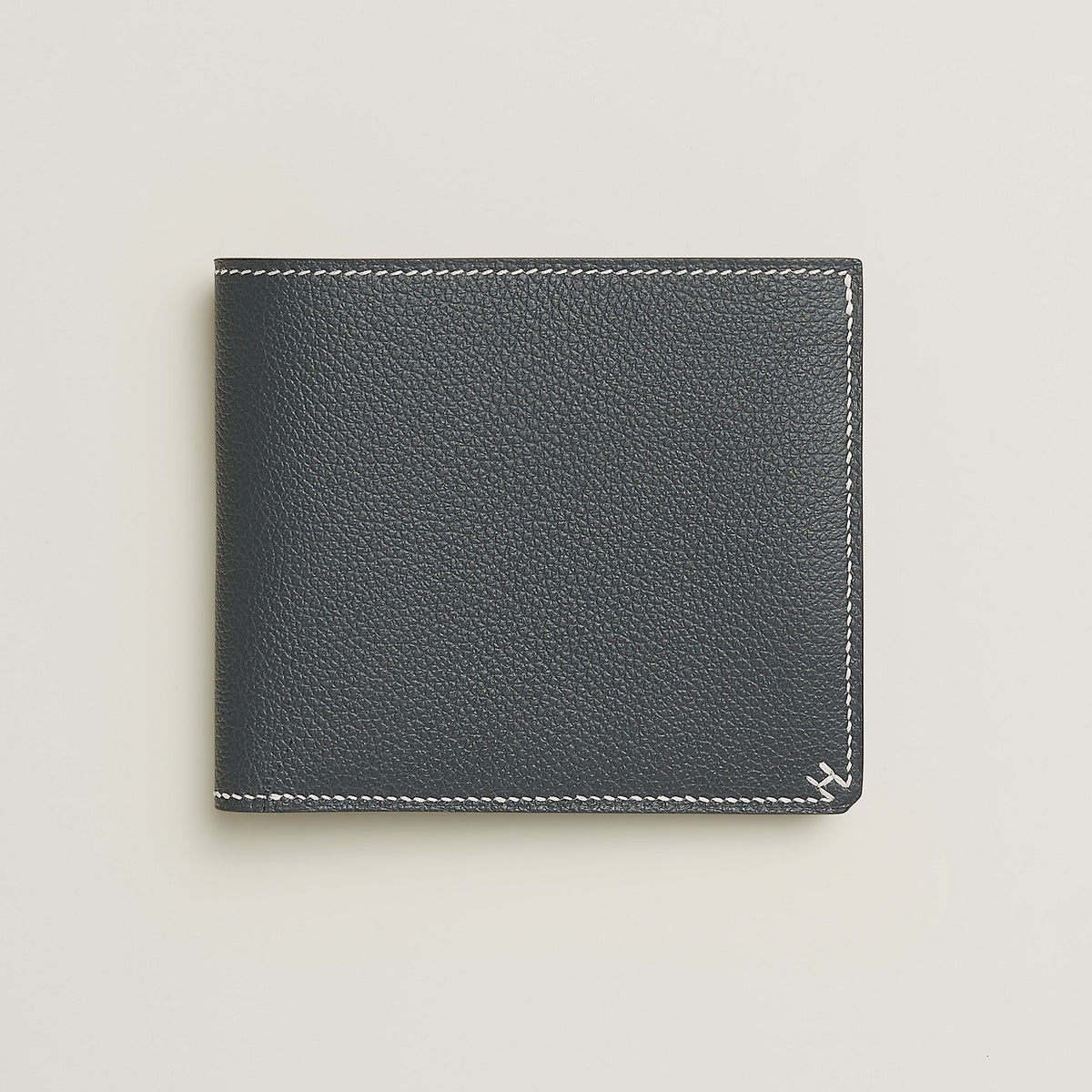 Hermes H Sellier Compact Wallet Gris Misty
