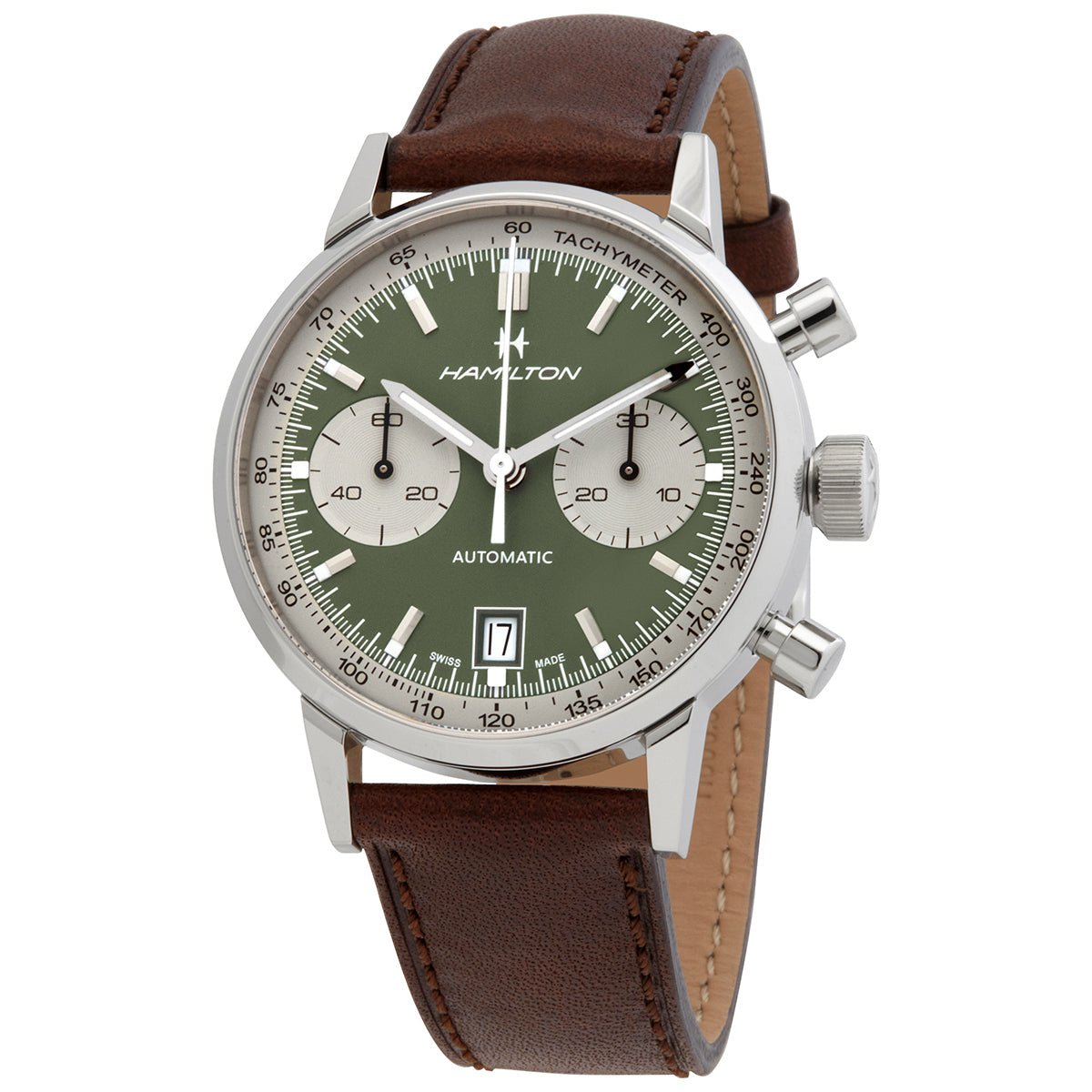 Hamilton Intra-Matic Chronograph Automatic Green Dial Mens Watch