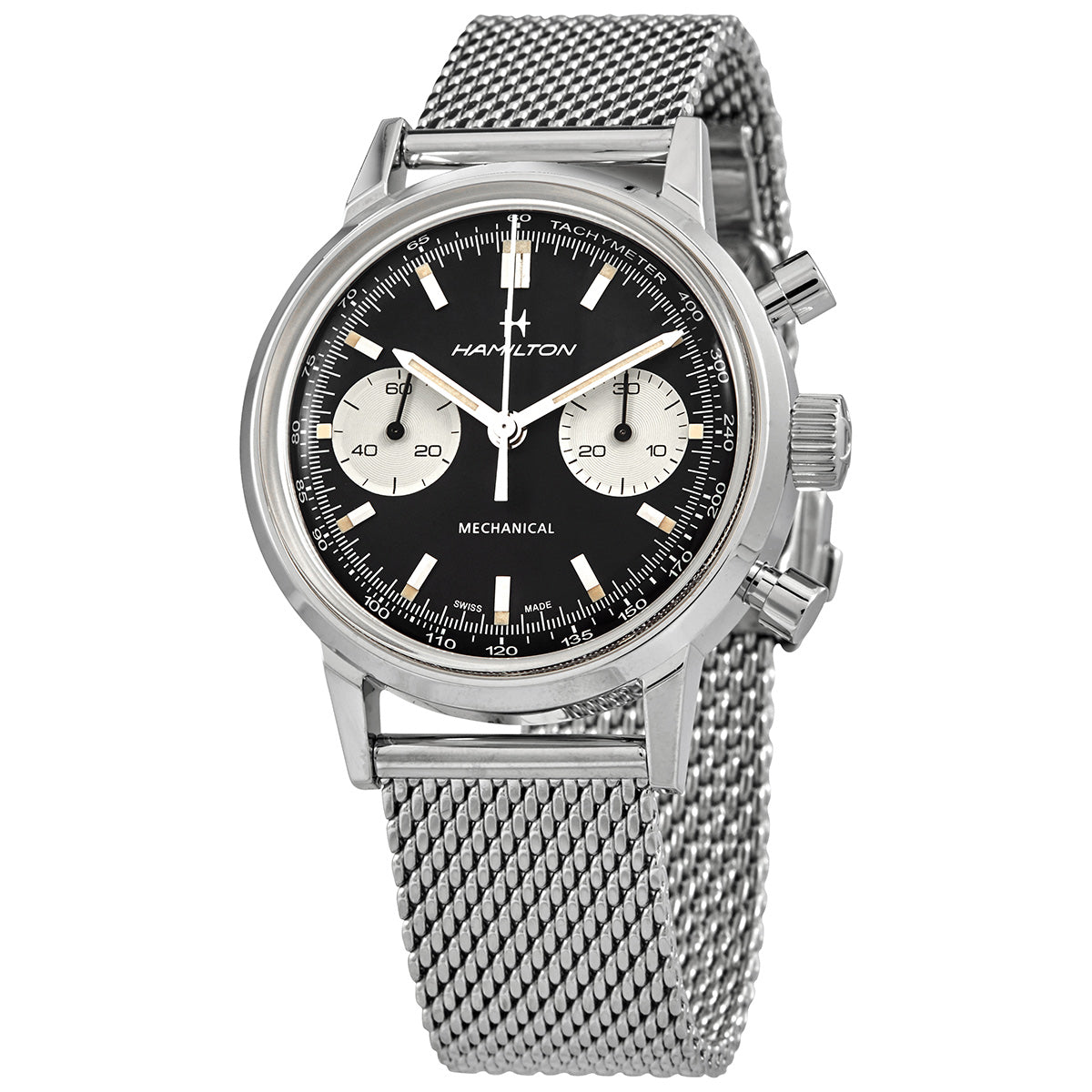 Hamilton Intra-Matic Chronograph Hand Wind Black Dial Mens Watch