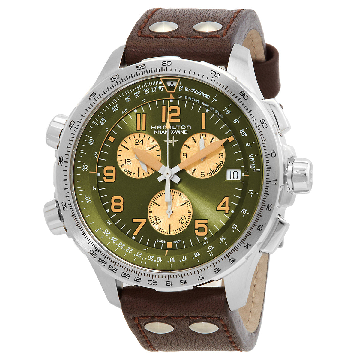 Hamilton Khaki Aviation Chronograph Quartz Green Dial Mens Watch