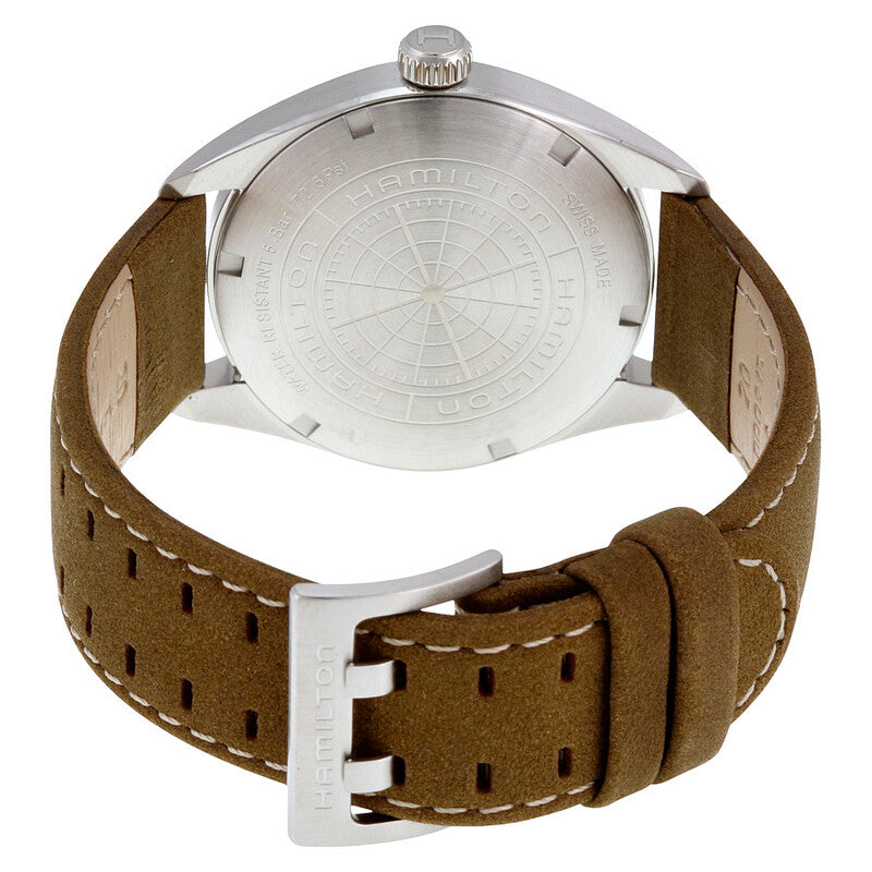 Hamilton Khaki Black Dial Tan Suede Mens Watch