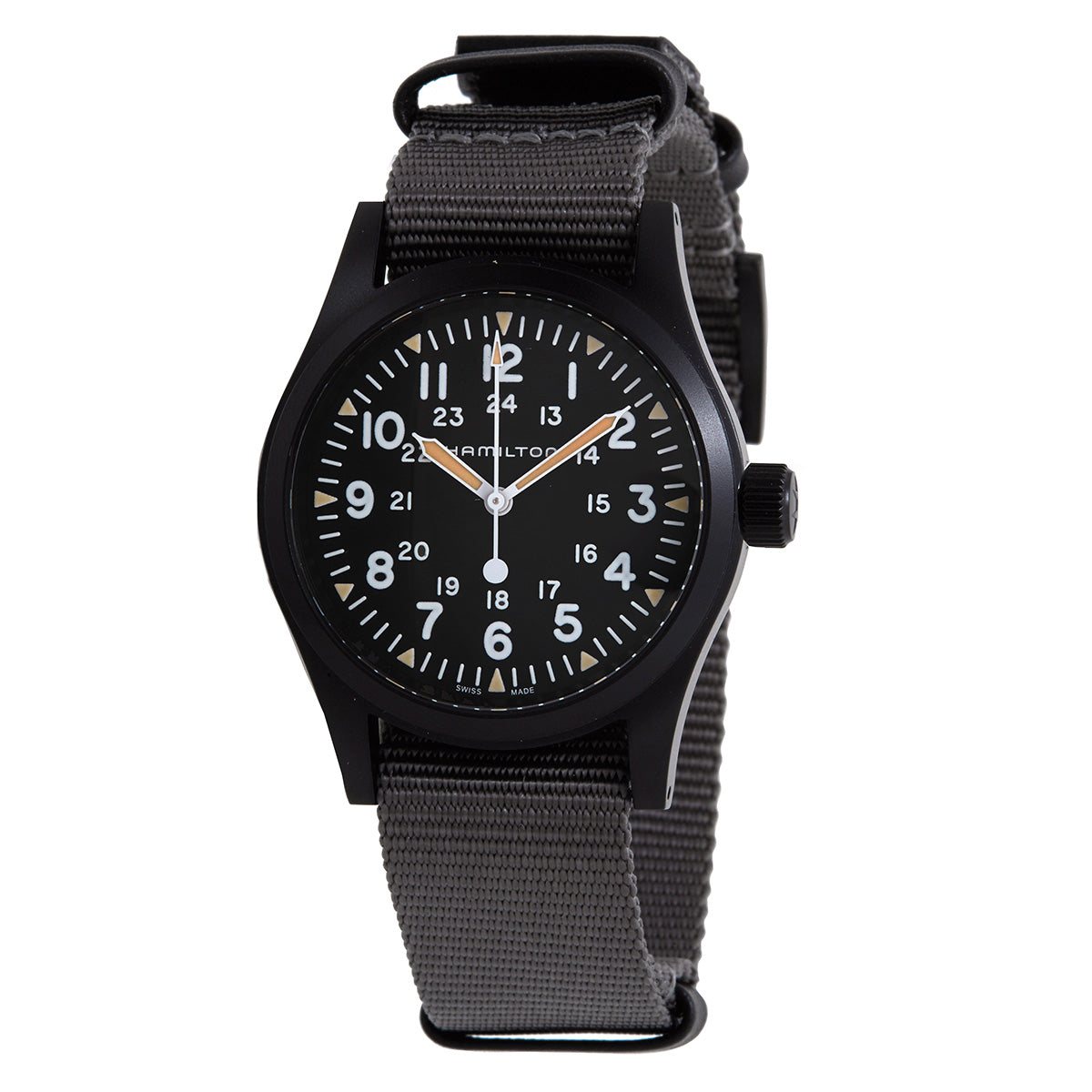 Hamilton Khaki Field Hand Wind Black Dial Mens Watch