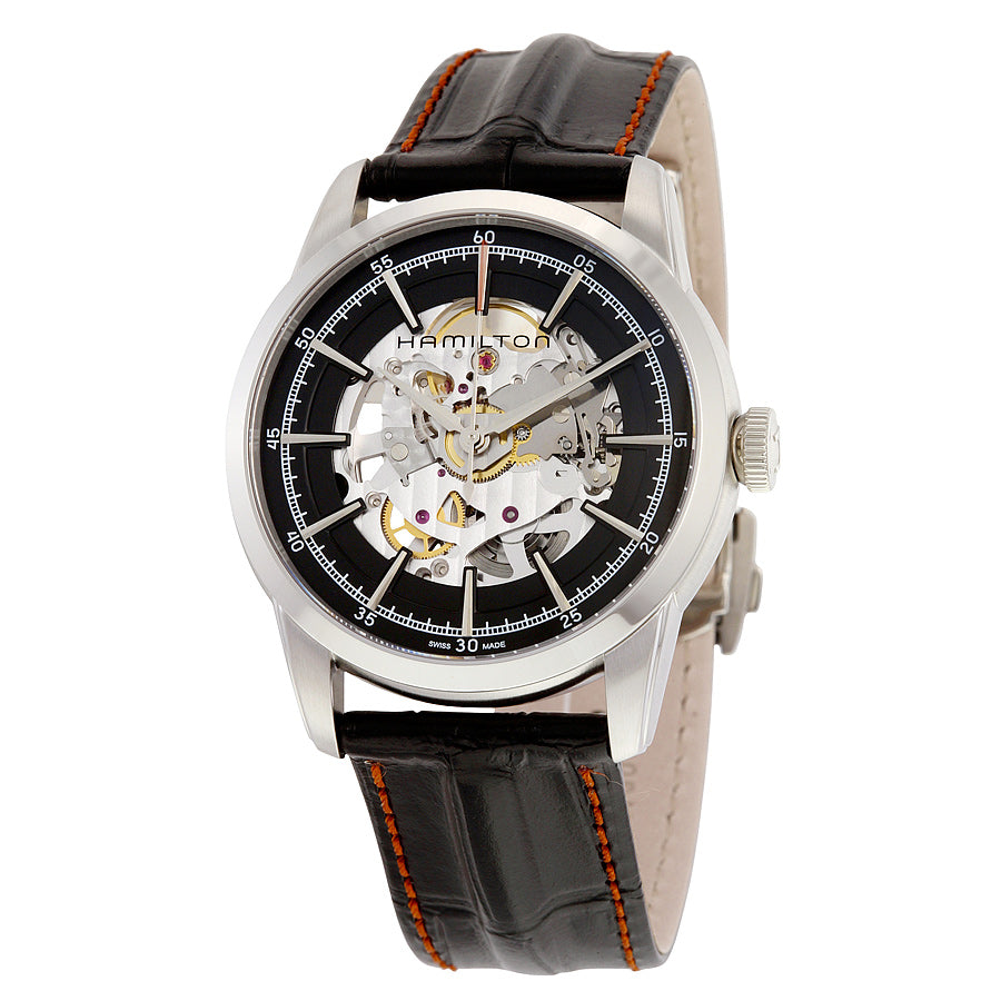 Hamilton Railroad Automatic Black Skeleton Dial Mens Watch