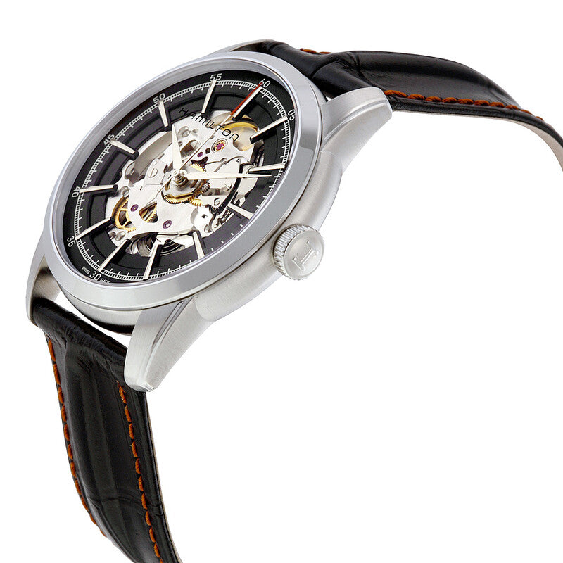 Hamilton Railroad Automatic Black Skeleton Dial Mens Watch
