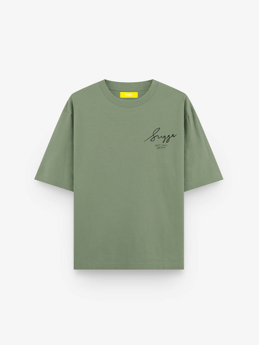 Sugga Handwritten Tshirt In Matcha Green Regular Fit