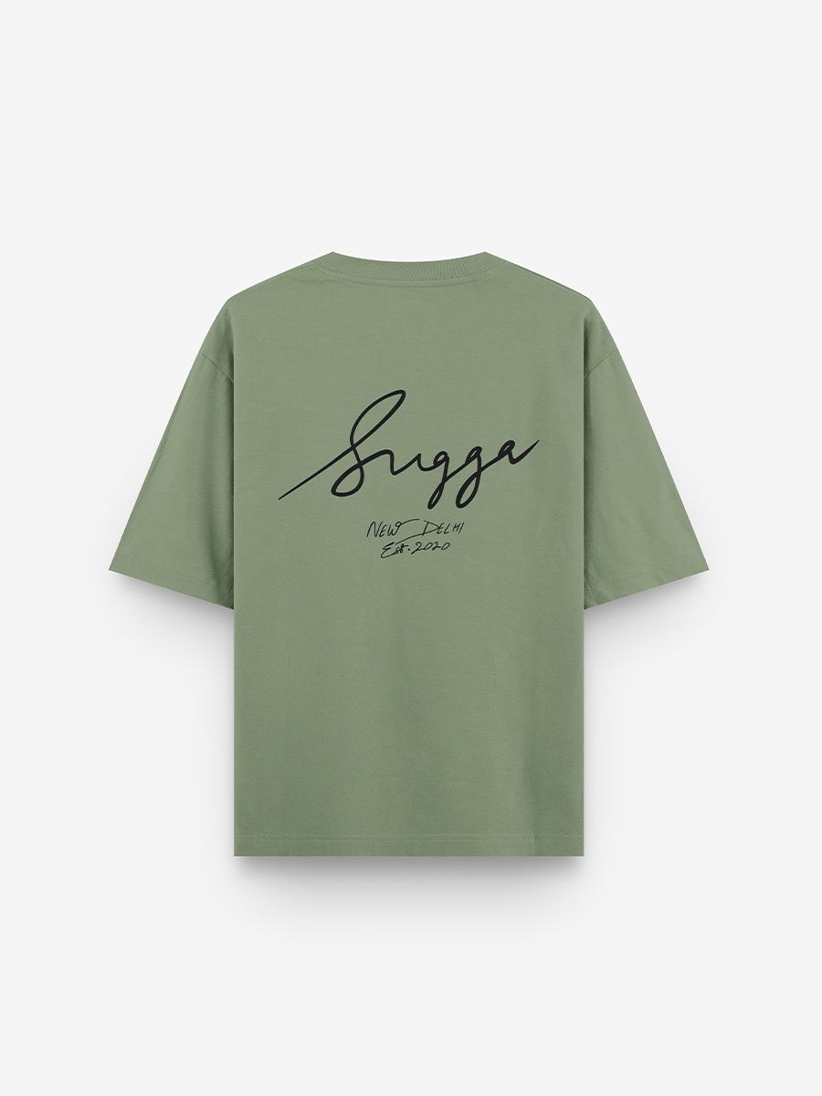 Sugga Handwritten Tshirt In Matcha Green Regular Fit