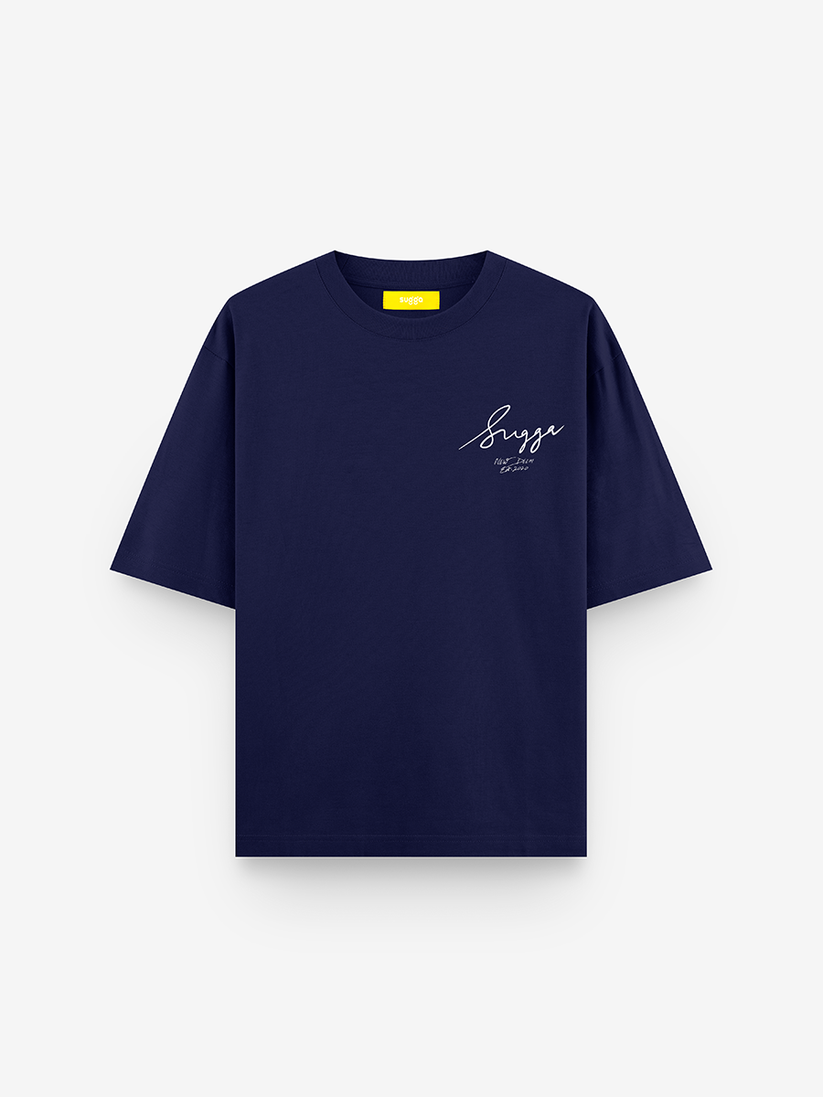 Sugga Handwritten Tshirt In Navy Regular Fit