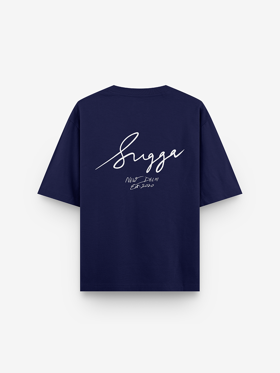 Sugga Handwritten Tshirt In Navy Regular Fit