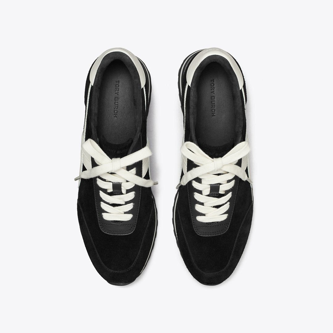Tory Burch Hank Wedge Sneaker BLACK/NEW IVORY/TITANIUM WHITE