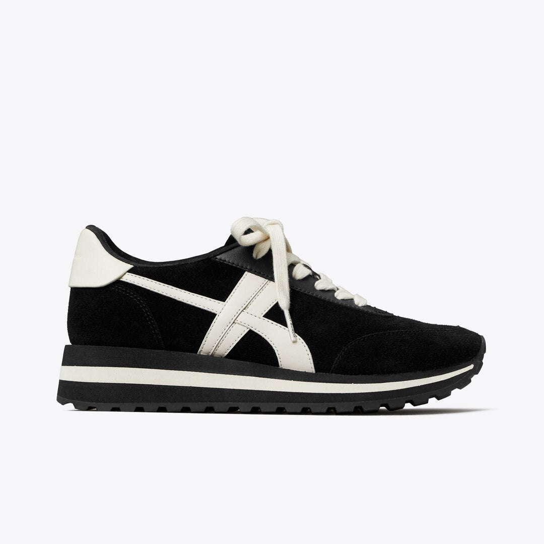 Tory Burch Hank Wedge Sneaker BLACK/NEW IVORY/TITANIUM WHITE